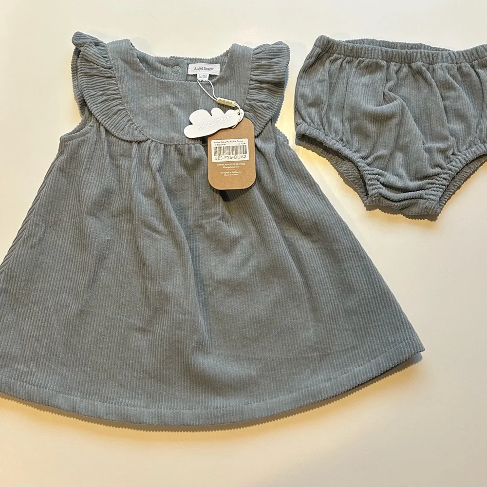 Angel Dear Gray Corduroy Dress with Matching Bloomers